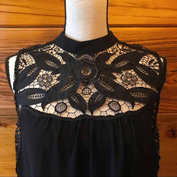 Black Lace Embellished Sleeveless Top - Picture 2 of 7